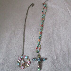 Lot of 2 Boho Necklaces Multicolored Beads